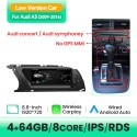 Bezprzewodowy odtwarzacz radiowy Carplay z obsługą głosową AI do Audi A5 2009-2016, Android 14, WIFI, 4G SIM, BT, 8GB 128GB, GPS, nawigacja, dotykowy ekran IPS, radio stereo