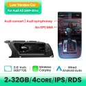 Bezprzewodowy odtwarzacz radiowy Carplay z obsługą głosową AI do Audi A5 2009-2016, Android 14, WIFI, 4G SIM, BT, 8GB 128GB, GPS, nawigacja, dotykowy ekran IPS, radio stereo