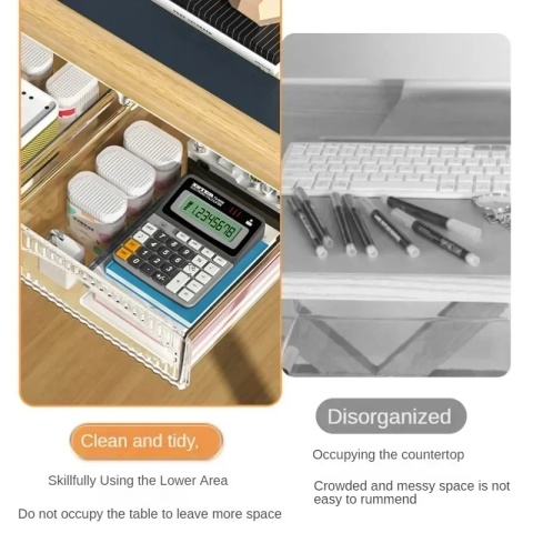 Niewidoczna półka na stół do przechowywania Nowy wysuwany schowek wiszący pod szufladą na biurko Szuflada pod stołem o dużej pojemności